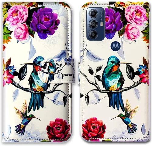 Miniatura 12 de Bcov Funda para Moto G Play 2023, diseño de pájaro negro y verde con tapa para teléfono con ranura para tarjetas, soporte para Motorola Moto G Play