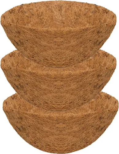 Paquete de 3 forros de coco de 12 pulgadas para macetas, revestimientos de coco para cestas colgantes, forro de repuesto de fibra de coco 100%