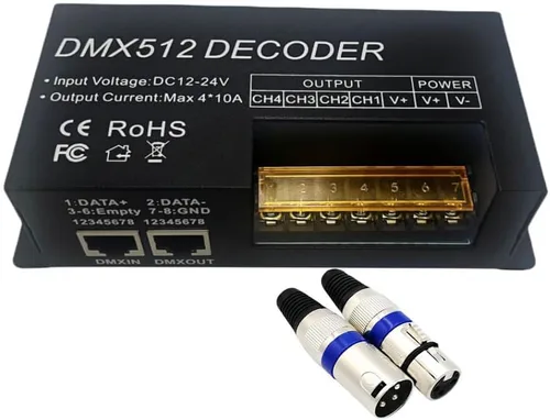 Miniatura 3 de GIDERWEL - Decodificador DMX de 4 canales RGBW PWM DMX512 controlador de atenuación RGBW controlador de tira de luz LED DMX Entrada 12V-24V DC