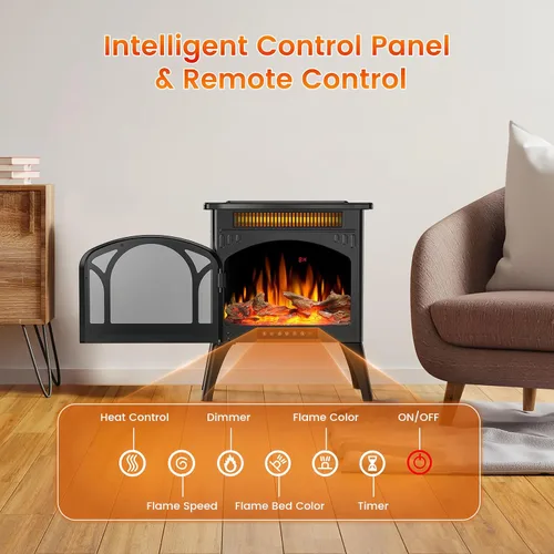 Miniatura 2 de Estufa de Chimenea Eléctrica, Calentamiento Rápido, Calentador de Chimenea Infrarrojo de 1500W con Temporizador de 8H, Control Remoto, Estufa