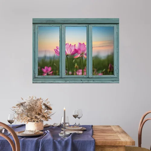 Miniatura 20 de wall26 Adhesivo decorativo para pared, diseño de oso y mariposa fuera de una ventana abierta, no se pega ni se pega, papel tapiz no tejido