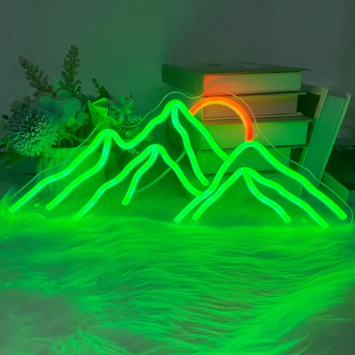Miniatura 7 de Letrero de neón con diseño de montañas y puesta de sol, luces LED personalizadas, decoración de pared para el hogar, dormitorio, sala