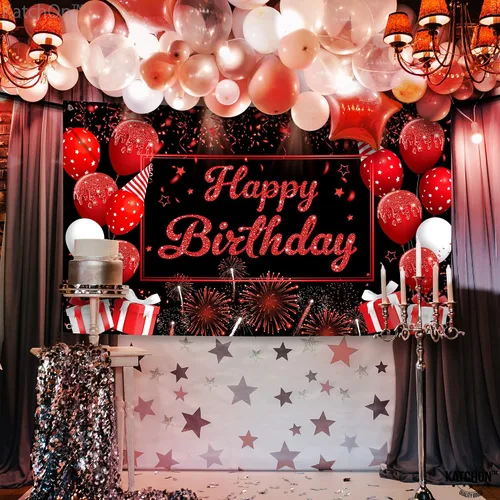 Miniatura 5 de KatchOn, Cartel de feliz cumpleaños rojo y negro - Xtragrande 72 x 44 pulgadas Cartel de fondo para decoraciones de feliz cumpleaños