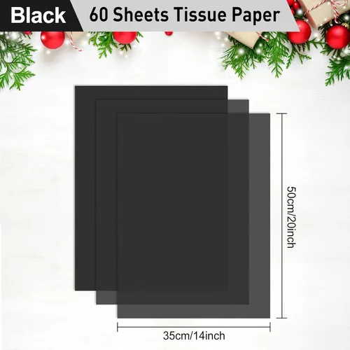Miniatura 5 de NEBURORA Papel de Seda Negro - 60 Hojas, 14 x 20 Pulgadas Papel de Seda Negro Mate para Empaque de Regalos, Arte y Manualidades, Bricolaje