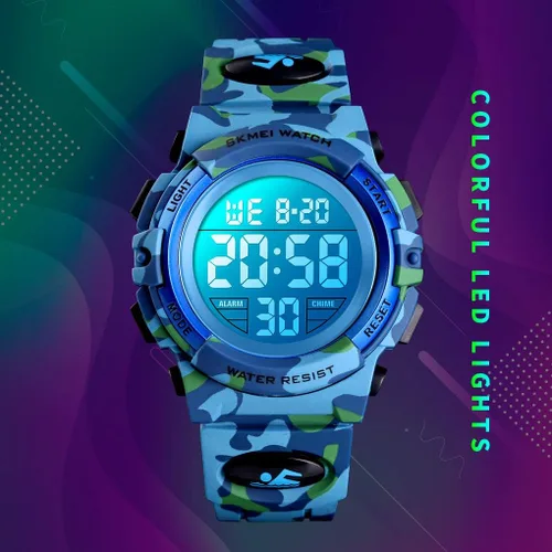 Miniatura 6 de FIZILI Reloj digital deportivo impermeable para niños, reloj despertador de 1224 H, cronómetro, calendario de 3 a 15 años, reloj de pulsera
