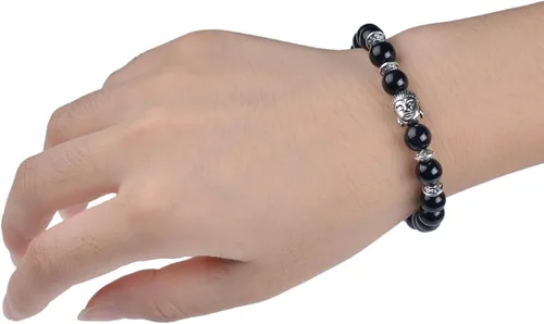 Miniatura 4 de Joya brazalete con gemas redondas de 8 mm, brazalete para los chacras, regalo de cumpleaños