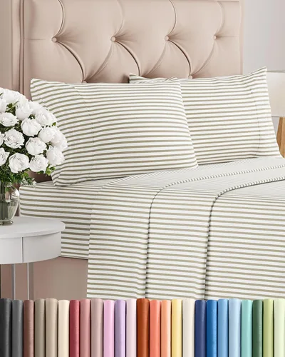 Miniatura 174 de Juego de sábanas Queen de 6 piezas, sábanas tamaño Queen, ropa de cama suave de lujo de hotel, refrescante, cómoda y transpirable, 1 encimera, 1 26