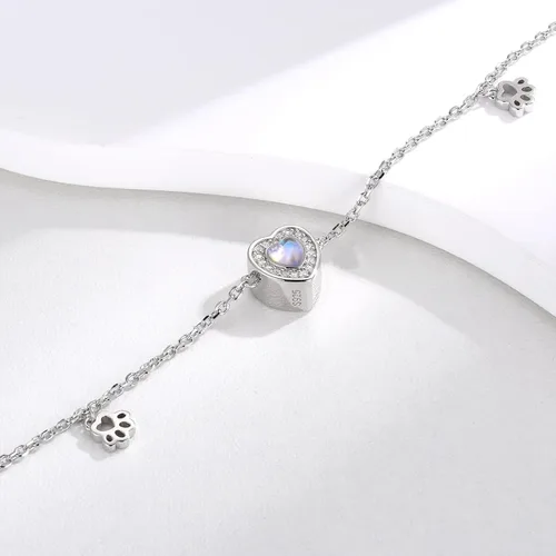 Miniatura 4 de Sterling Silver Pet Ashes Jewelry Urn Ring for Dog Ashes Paw Print Memorial Bracelet Necklace Cat Cremation Keepsake Gifts for Women Pets Lover