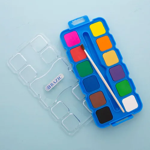 Miniatura 2 de BAZIC - Acuarela con paleta de pincel y mezcla, juego de pintura no tóxica de 12 colores, para suministros de arte divertidos para pasatiempos