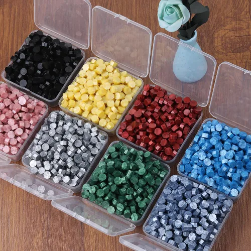 Miniatura 4 de Juego de 300 cuentas de cera de sellado azul claro para sello de cera con velas y cuchara de fusión, perfecto para tarjetas de Navidad, sobres