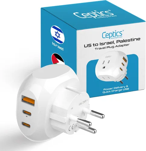 Miniatura 12 de Ceptics - Adaptador de enchufe de viaje para Reino Unido e Irlanda - 5 entradas con 20W PD-QC 3.1A USB-C dual y USB - Peso ligero - De EE. UU. a