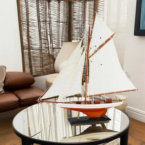 Miniatura 6 de NAUTIMALL 25 "Velero de madera modelo clásico Columbia America's Cup Ship Nautical Yate Sailboat Decor