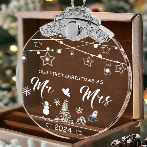 Miniatura 14 de Adorno de Primer Navidad del Bebé 2024 - Recuerdo de Familia de Tres: Recién Nacido Niño y Niña