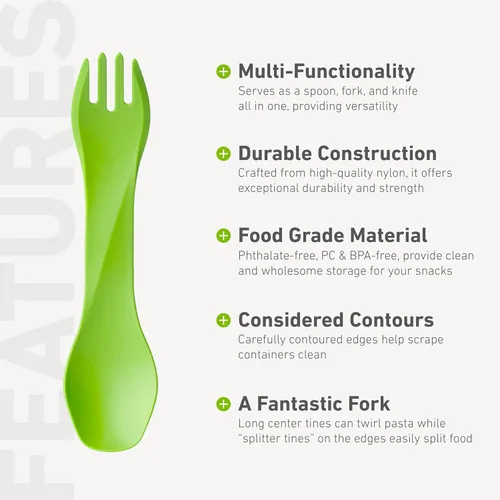Miniatura 4 de Humangear GoBites Uno - Utensilios de cubiertos portátiles para equipo de campamento, accesorios de cocina para cocinar o lonchera, 1 paquete, verde