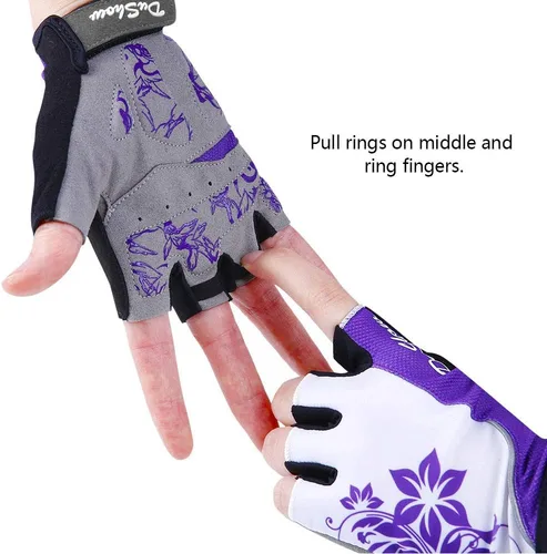 Miniatura 2 de DuShow Guantes de ciclismo para mujer, guantes de ciclismo acolchados de gel de medio dedo para mujer, ciclismo de montaña, carretera, ciclismo