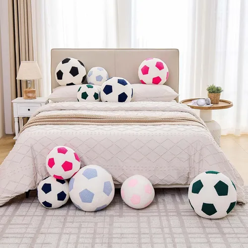 Miniatura 7 de Uvvyui Almohada de fútbol de fútbol, redonda, estética, decoración del hogar, almohada decorativa suave para fútbol, pelota deportiva de fútbol, Azul