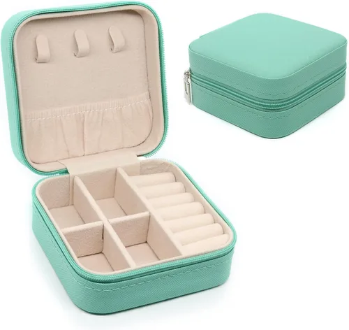 Miniatura 22 de KEINE MARKE Joyero pequeño, estuche portátil de viaje para anillos, colgantes, aretes, collares, organizador de pulseras, cajas de almacenamiento, 1