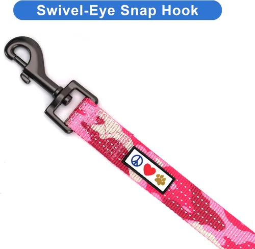 Miniatura 4 de Pawtitas correa para mascotas/cachorro de ft reflectante de perro con collar y arnés de juego que se venden por separado., Rosado (Pink Camo)