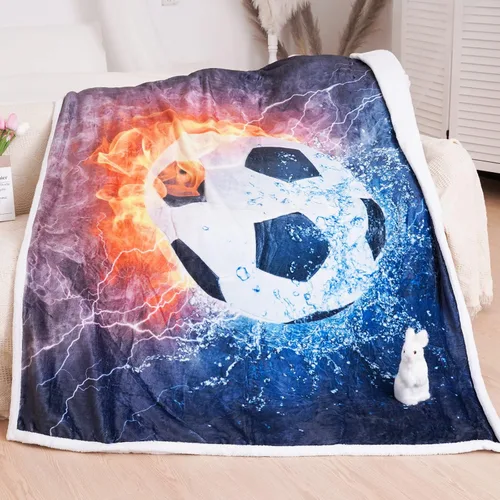 Miniatura 8 de Manta de fútbol, manta de fútbol, manta de franela suave, manta de fútbol adorable para niños, manta de cama súper suave de franela para sofá
