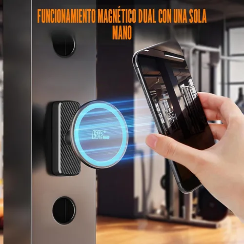 Miniatura 6 de Soporte magnético dual para teléfono, gimnasio, entrenamiento, cocina o cualquier superficie metálica, soporte de base magnética y soporte