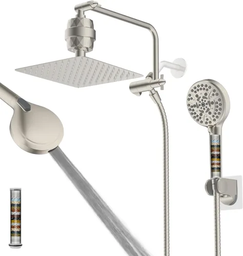 Miniatura 19 de Cabezal de ducha de metal de 12 pulgadas, cabezal de ducha de alta presión, cabezal de ducha de mano con brazo de extensión de ducha ajustable de 11