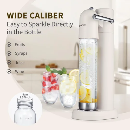Miniatura 2 de Máquina de agua con gas, seltzer y carbonatador para bebidas, dispensador de vapor de soda, máquina carbonatadora con 2 botellas sin BPA (1 l), 1Lx2