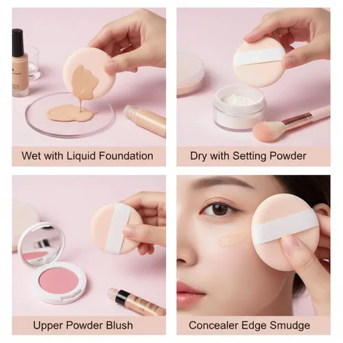 Miniatura 4 de 1 juego de 7 piezas de cojín de aire multifuncional, esponja de huevo para maquillaje en seco y húmedo, reutilizable, base de crema BB crema