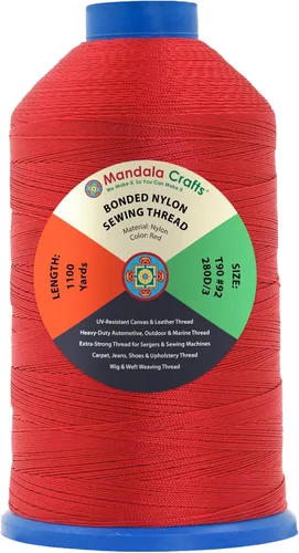 Miniatura 405 de Mandala Crafts - Hilo de nailon para coser cuero, tapicería, mezclilla y para trenzar el pelo; resistente, 1500 yardas, tamaño 69 T70 Marrón