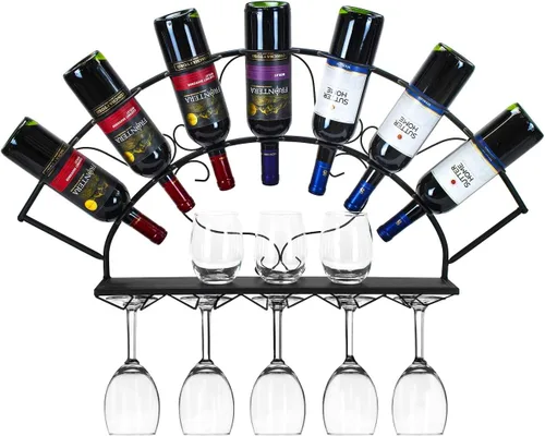 Sorbus® Soporte para botellas de vino montado en la pared, estilo castillo burdeos, capacidad para 7 botellas de tu vino favorito, almacenamiento