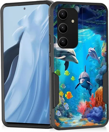 Miniatura 46 de Funda para Galaxy A14 5G, resistente de doble capa híbrida de policarbonato duro, goma suave, a prueba de golpes, funda protectora resistente