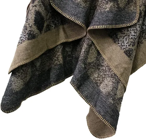 Miniatura 6 de Chal estilo poncho con frente abierto con patrón vintage, capa para mujer
