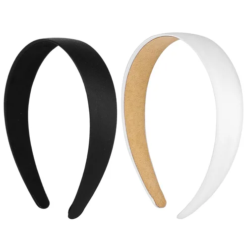 Miniatura 11 de WLLHYF 2 diademas de satén de 1 pulgada de ancho, banda dura para la cabeza, diadema sólida antideslizante, bandas para el cabello lisas