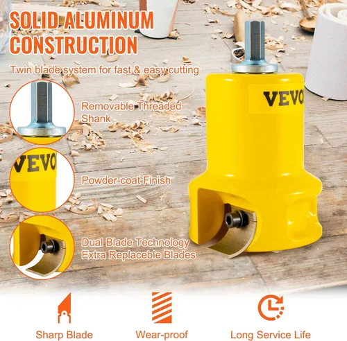Miniatura 4 de VEVOR Cortador de costillas, 2,5 cm/1" & 3,8 cm/1,5" & 5,1 cm/2", Cortador de muebles de madera de aluminio y acero premium, con cuchillas curvas