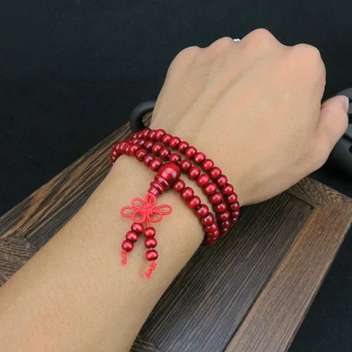 Miniatura 2 de Hemlock Pulseras de cuentas de oración de madera, pulseras de cadena de cuentas de sándalo natural para mujeres y niñas, Algodón, Tiendaita