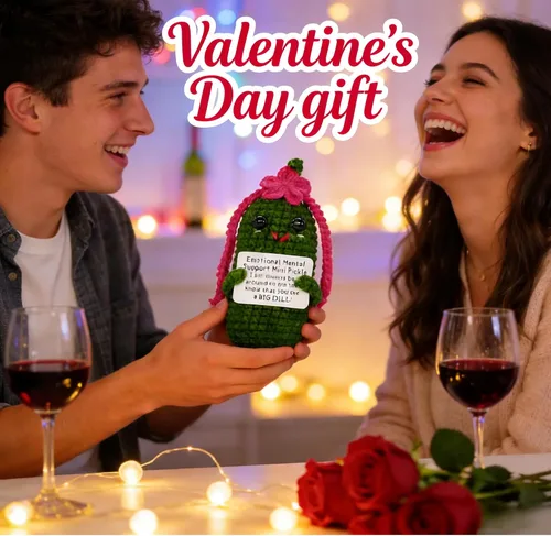 Miniatura 6 de Figuras divertidas de pepinos de ganchillo 1 pieza con tarjetas de afirmaciones para regalo de buena suerte novedoso e inspirador y decoraciones