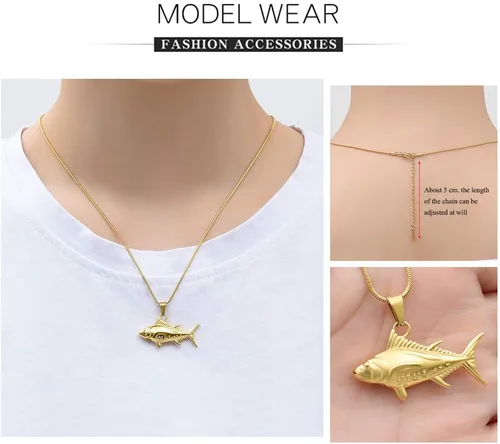 Miniatura 5 de Imrsanl Joyería de cremación para cenizas, collar de urnas de pescado para hombres y mujeres, joyería conmemorativa, gancho de pescado, cenizas
