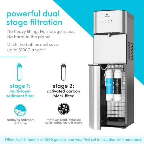 Miniatura 5 de Avalon dispensador de agua refrigerada, agua sin botella, de limpiado automático y grado comercial. 3 configuraciones de temperatura. Agua caliente