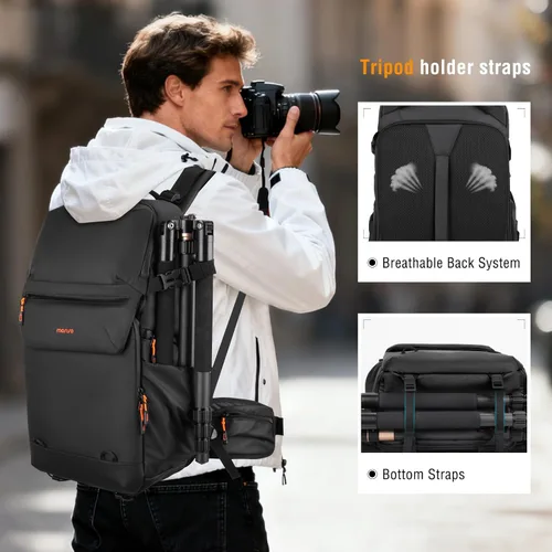Miniatura 6 de MOSISO Mochila para cámara DSLR/SLR/SLR/sin espejo, gran bolsa para cámara con bolsillo frontal con solapa frontal, mochila de fotografía de acceso