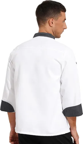 Miniatura 5 de Abrigo de chef unisex para hombre, chaqueta de chef de trabajo de doble botonadura