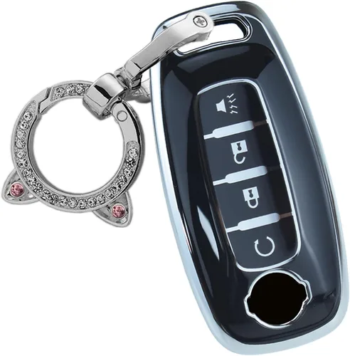 ontto Funda para llavero de 4 botones con llavero compatible con Nissan 2023 X-Trial Kicks Rouge Pathfinder, funda inteligente para llave remota