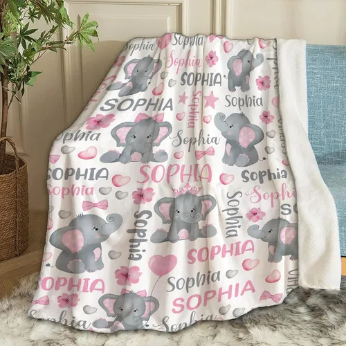 Miniatura 26 de Manta de bebé personalizada con nombre, manta personalizada con nombre de elefante, regalos para recién nacidos, mantas súper suaves para cama