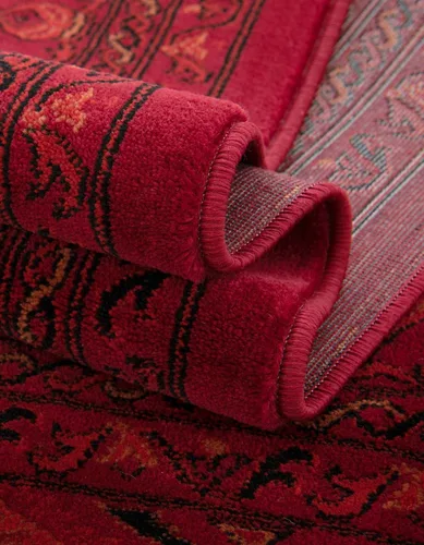Miniatura 4 de Unique Loom Tekke Collection Zeravshan - Alfombra (3 pies 1 pulgada, redonda, rojo/negro)
