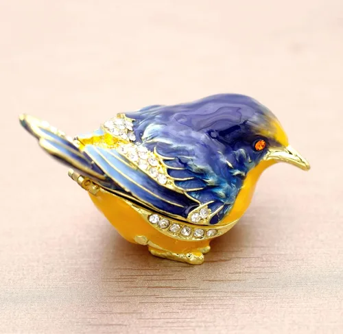 Miniatura 3 de JWT Astyle Starling Bird - Cajas de joyería con bisagras y cristales esmaltados. Regalos para amantes de los pájaros para mujeres. Caja