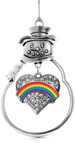 Miniatura 136 de Colgante de plata con diseño de Detroit con forma de corazón y muñeco de nieve con circonitas cúbicas