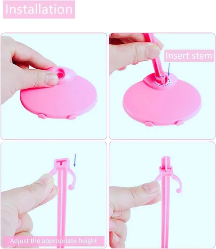 Miniatura 5 de 10 Pcs Doll Display Holders - Mini Stand for 11-13 Inch Dolls & Action Figures - Pink