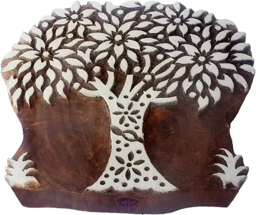 Miniatura 7 de Sello de madera de arcilla Patrón de árbol grande Bloque de impresión grande