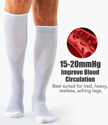 Miniatura 81 de Paquete de 3 pares de calcetines de compresión médica para mejorar la circulación de mujeres y hombres, para correr, hacer deporte y amamantar
