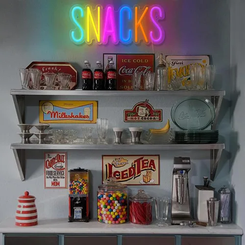 Miniatura 5 de Letrero de neón para bocadillos, letrero de barra de bocadillos para decoración de pared artística, tienda de pasteles y dulces, letrero