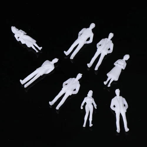 Miniatura 9 de SUPVOX The Uncolored Model Miniature White People Figuras 50 piezas de figuras de plástico para diseño de tren modelo, paisaje arquitectónico