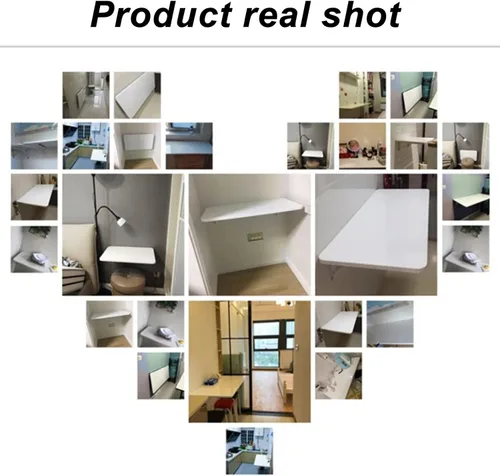 Miniatura 7 de HARELA Mesa plegable de 1 pulgada de grosor para colgar en la pared, mesa plegable de lavandería, mesa plegable resistente para oficina en casa